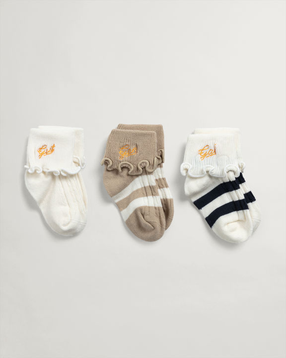 Baby 3-pakning Sokker med Maritim Logo