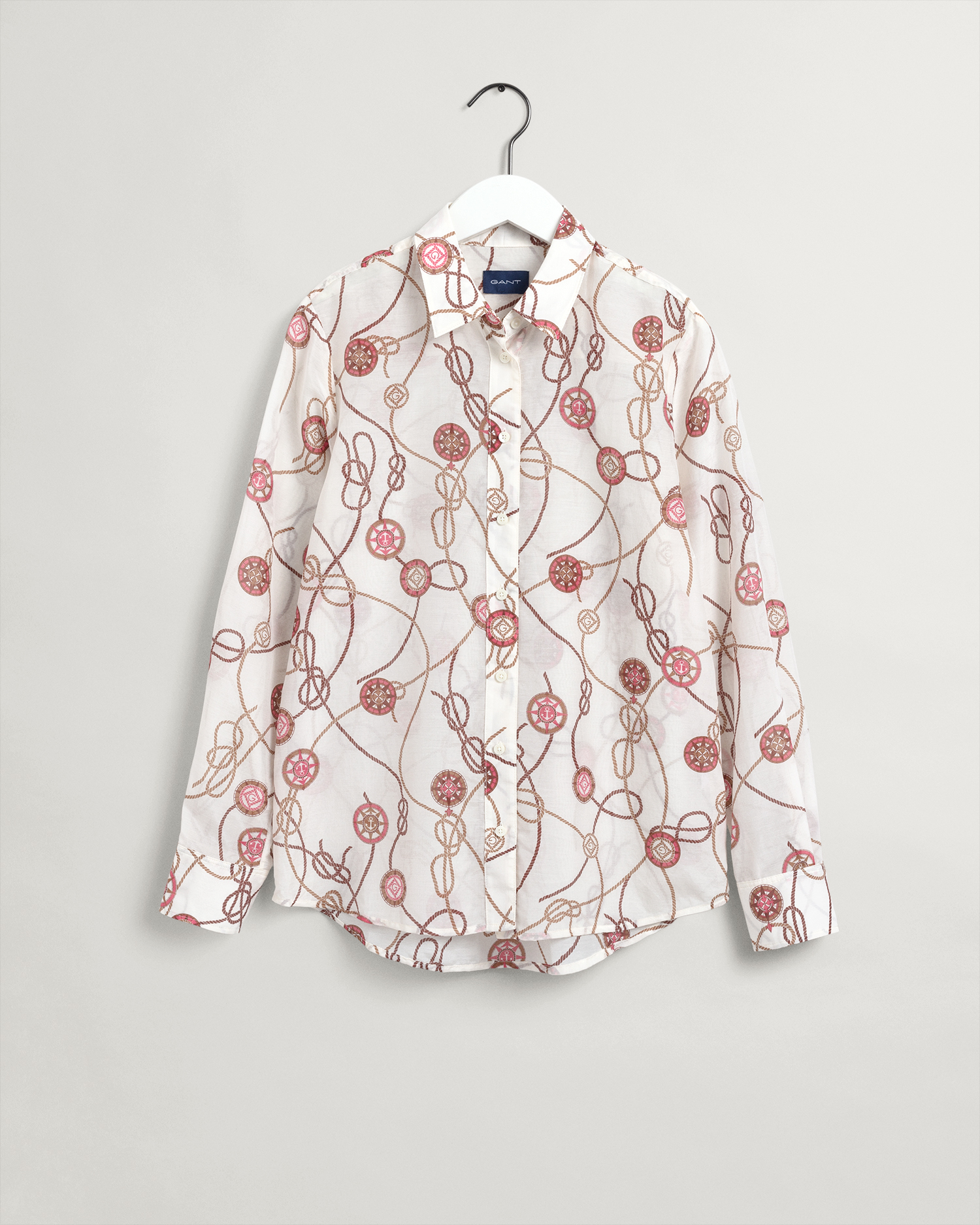 Skjorte med Maritimt Mønster i Bomull- og Silke