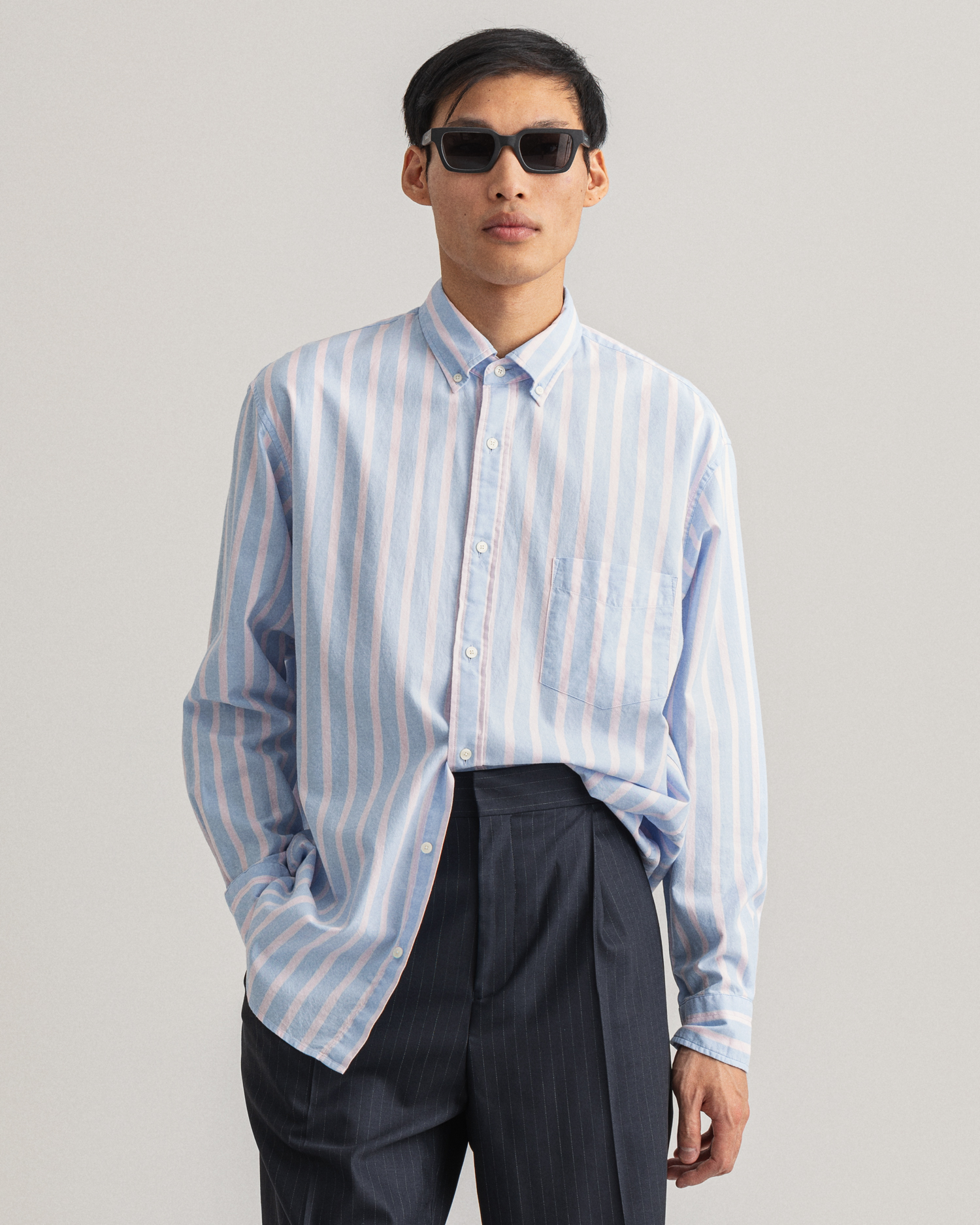 Stripete Oxford-Skjorte i Oversized-Passform