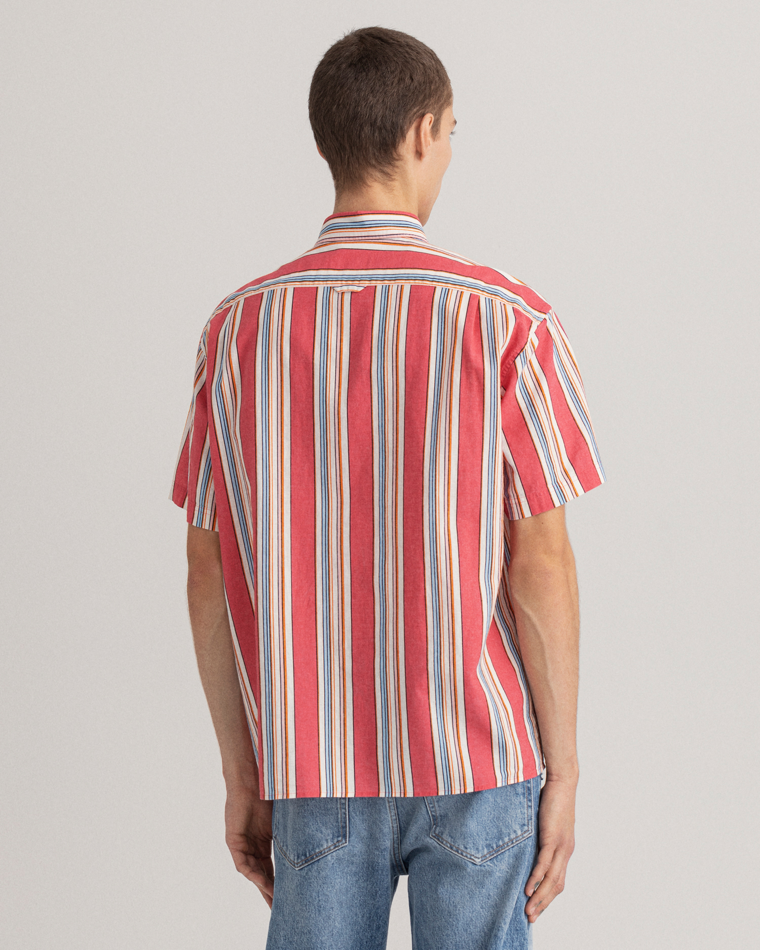 Kortermet Skjorte med Striper og Relaxed-Fit