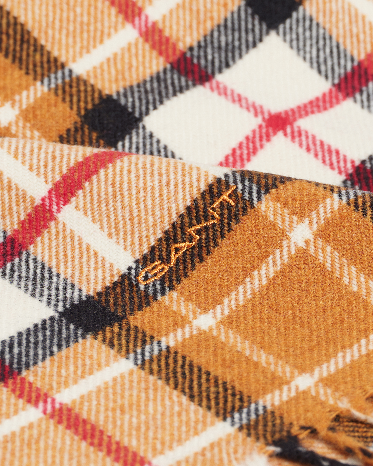 Checked Wool Twill Scarf